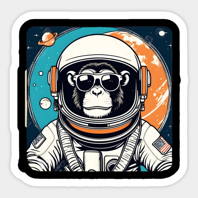 astronaut monkey with sunglasses Sticker by Majkel&Majkel